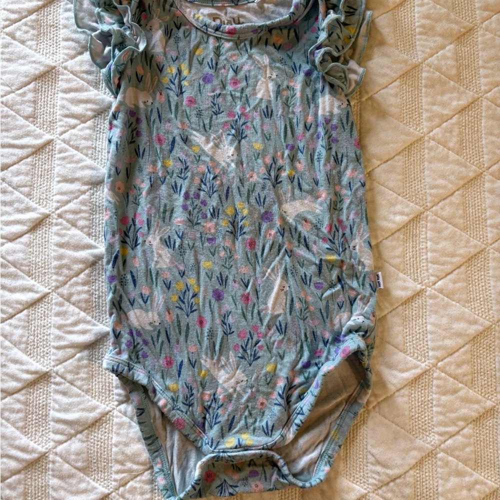 Little Sleepies Blue Floral Bunny Bodysuit
